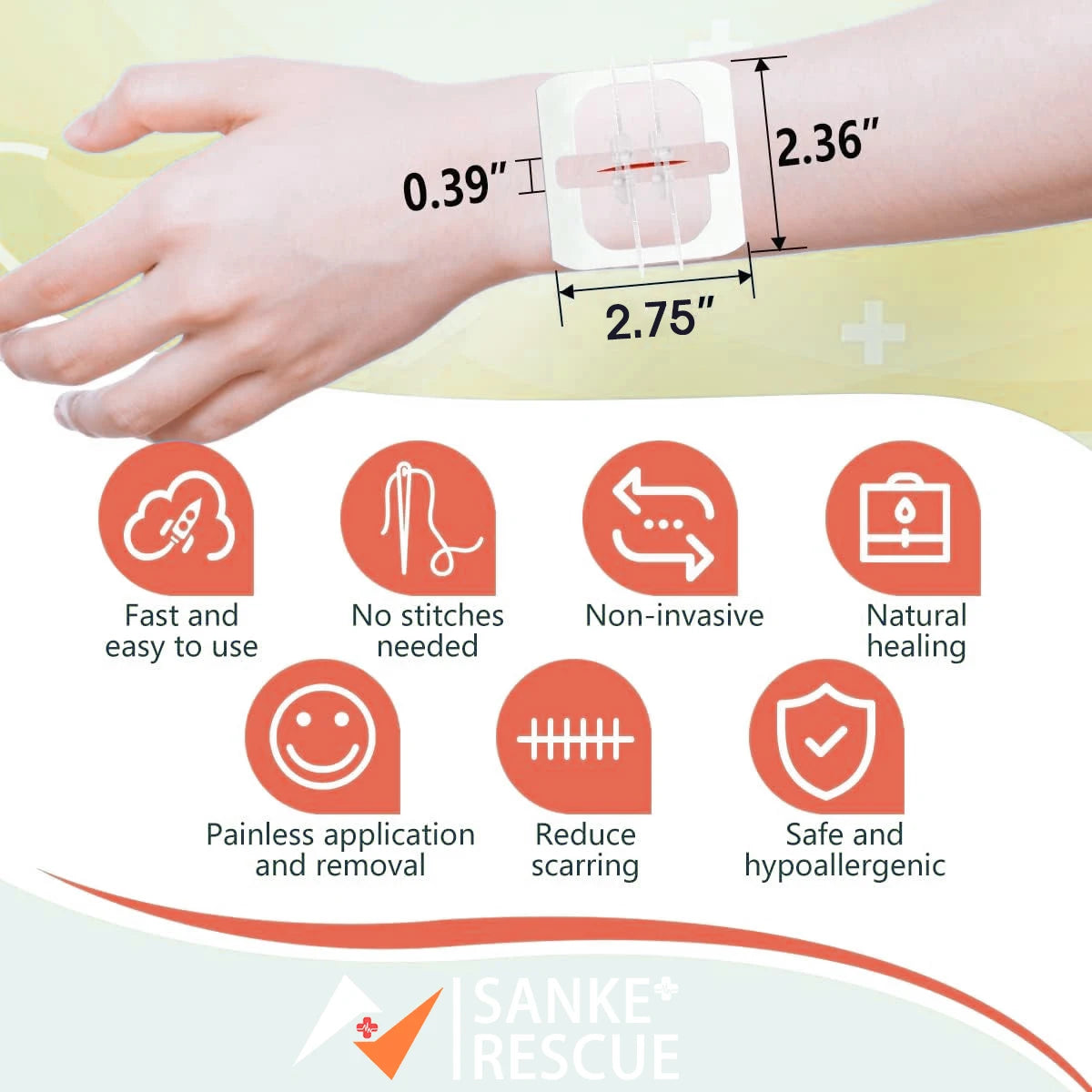 Zipper Band-aid Painless Wound Closure Device Suture-free Wound Dressing Patches Zip Suture Reducer Band Aid Peaceful Pleasures Health and Wellness