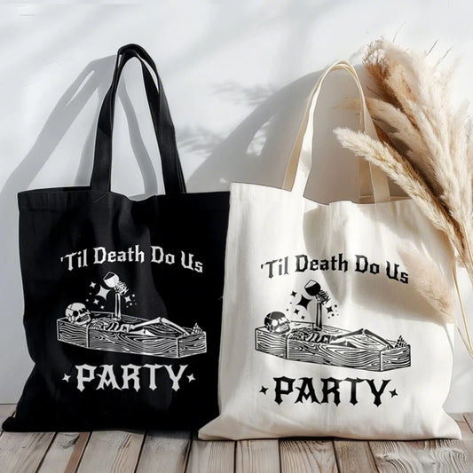 Gothic Bachelorette Tote Bag | Till Death Do Us Party Bride or Die Gothic Tote Bag Peaceful Pleasures Health and Wellness