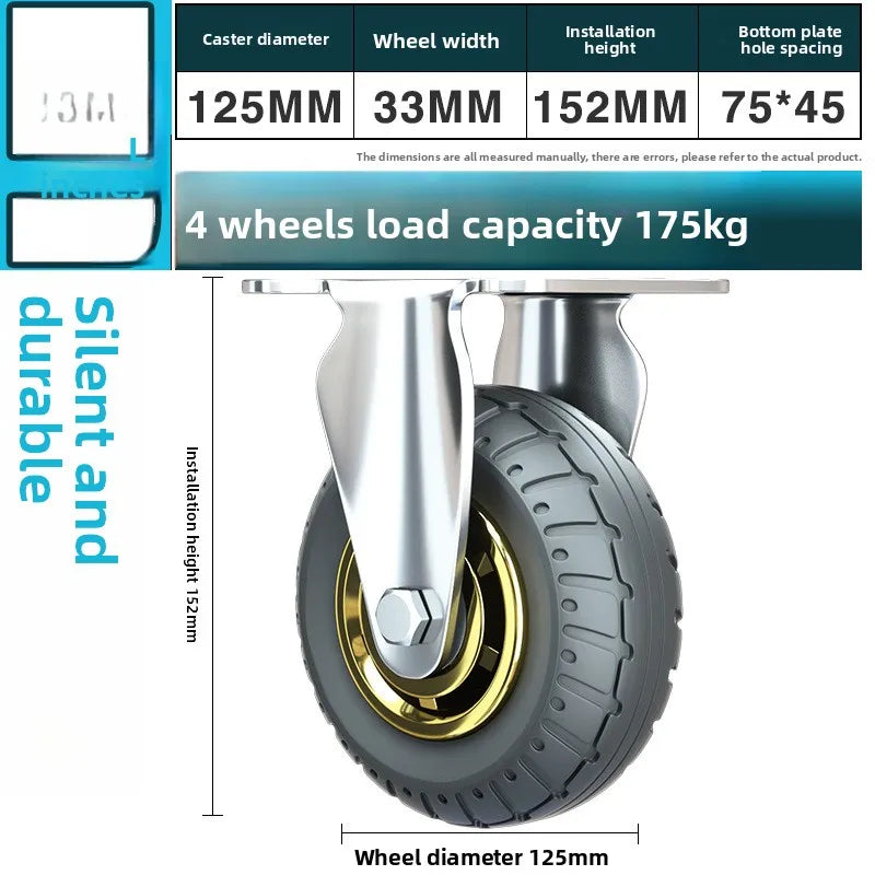 3/4/5 Inch Silent Swivel Rubber Caster Wheel – Heavy Duty