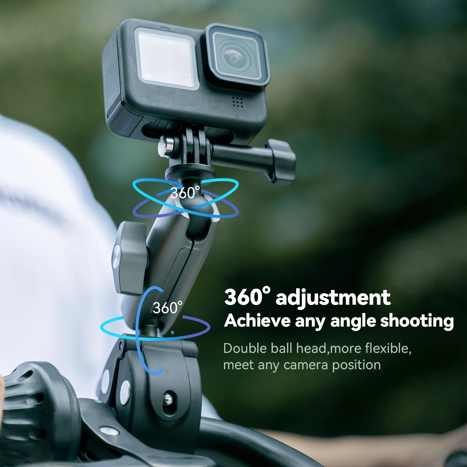 TELESIN Motorcycle Bicycle Rail Mount Clamp with 360 degree Ball Mount Clip For Gopro Hero 11 10 9 8 7 6 For Phone Action Camera Peaceful Pleasures Health and Wellness