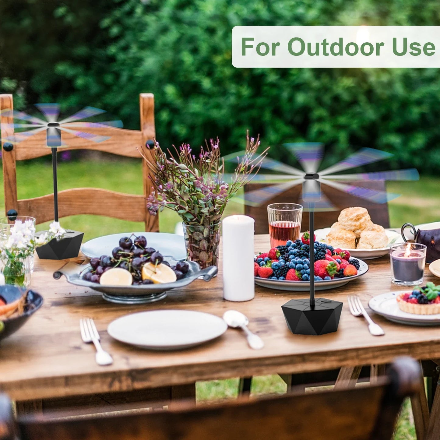Soundless Fly Repellent Fan – Soft Blades & Hook for Outdoors