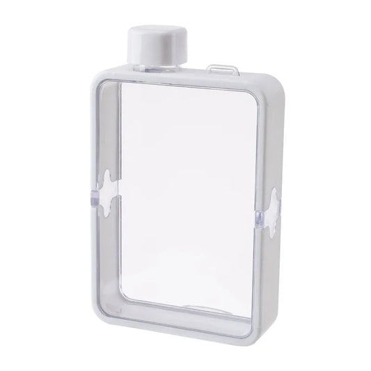 Plastic Flat Bottle for Water Portable Fit in Handbag Free BPA Easy Carry Transparent Bottle DIY Flask Easy to Carry Free Ship Peaceful Pleasures Health and Wellness White 380ML