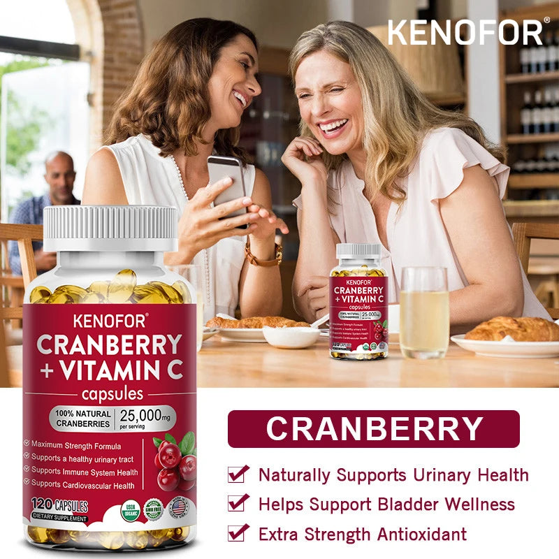 Cranberry Supplement with Vitamin C, 25,000mg, Immune & Antioxidant Support, Women Urinary Tract Health Supplement, Non-GMO Peaceful Pleasures Health and Wellness