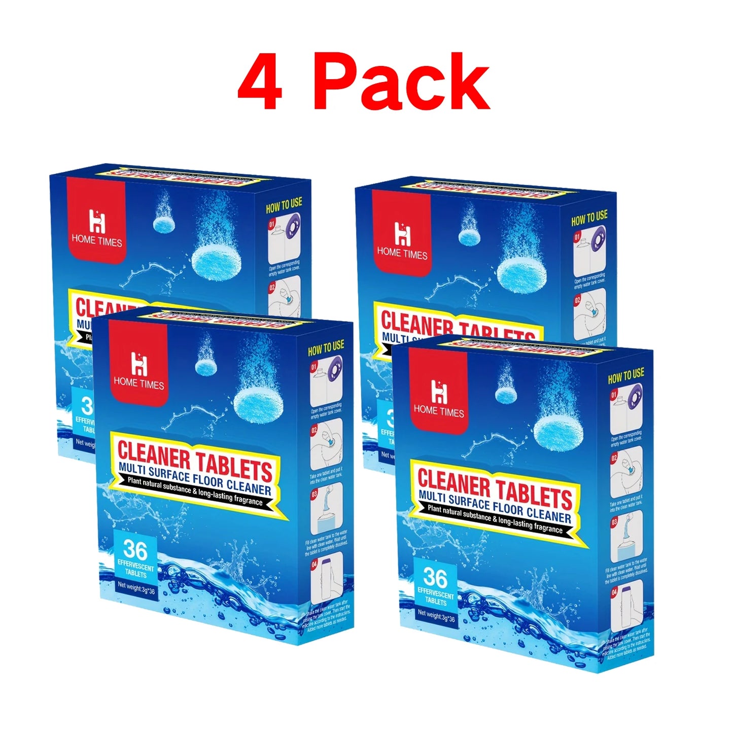 Hard Floor Cleaner Tablets - Pre-Measured Dissolvable Tablets for Hardwood, Tile and Vinyl Floors.Used For Stain Remove Peaceful Pleasures Health and Wellness 4 Pack