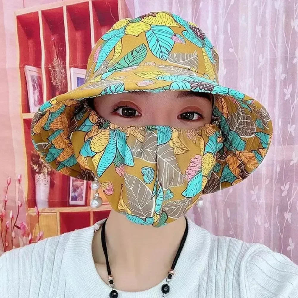 Women's Wide Brim Floral UV Sun Hat – Beach, Garden & Cycling