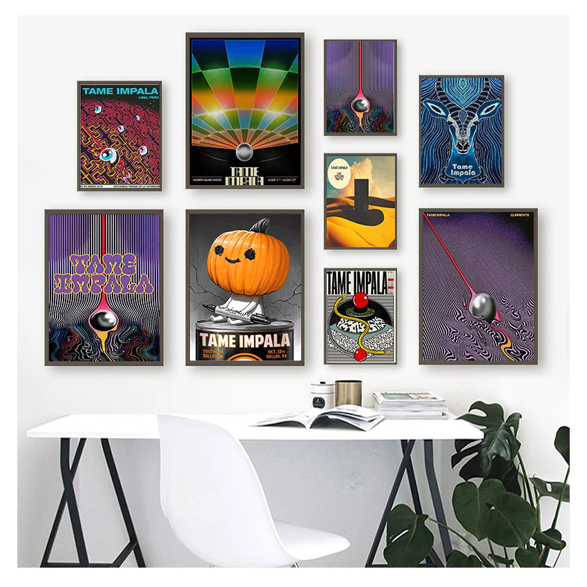 And Prints Rock Music Band Tour Art Canvas Painting Wall Pictures For Living Room Home Decor New Tame Impala Psychedelic Poster Peaceful Pleasures Health and Wellness