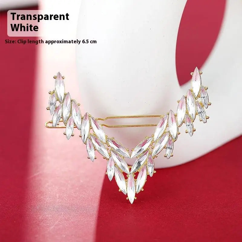 Korean V-Shape Crystal Hair Clip – Luxury Rhinestone Hairpin