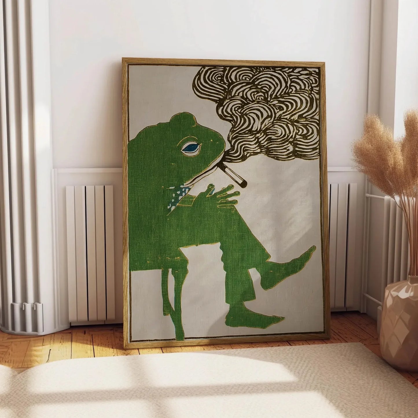Frog Smoking Cigarette Retro Vintage Canvas Wall Art Poster