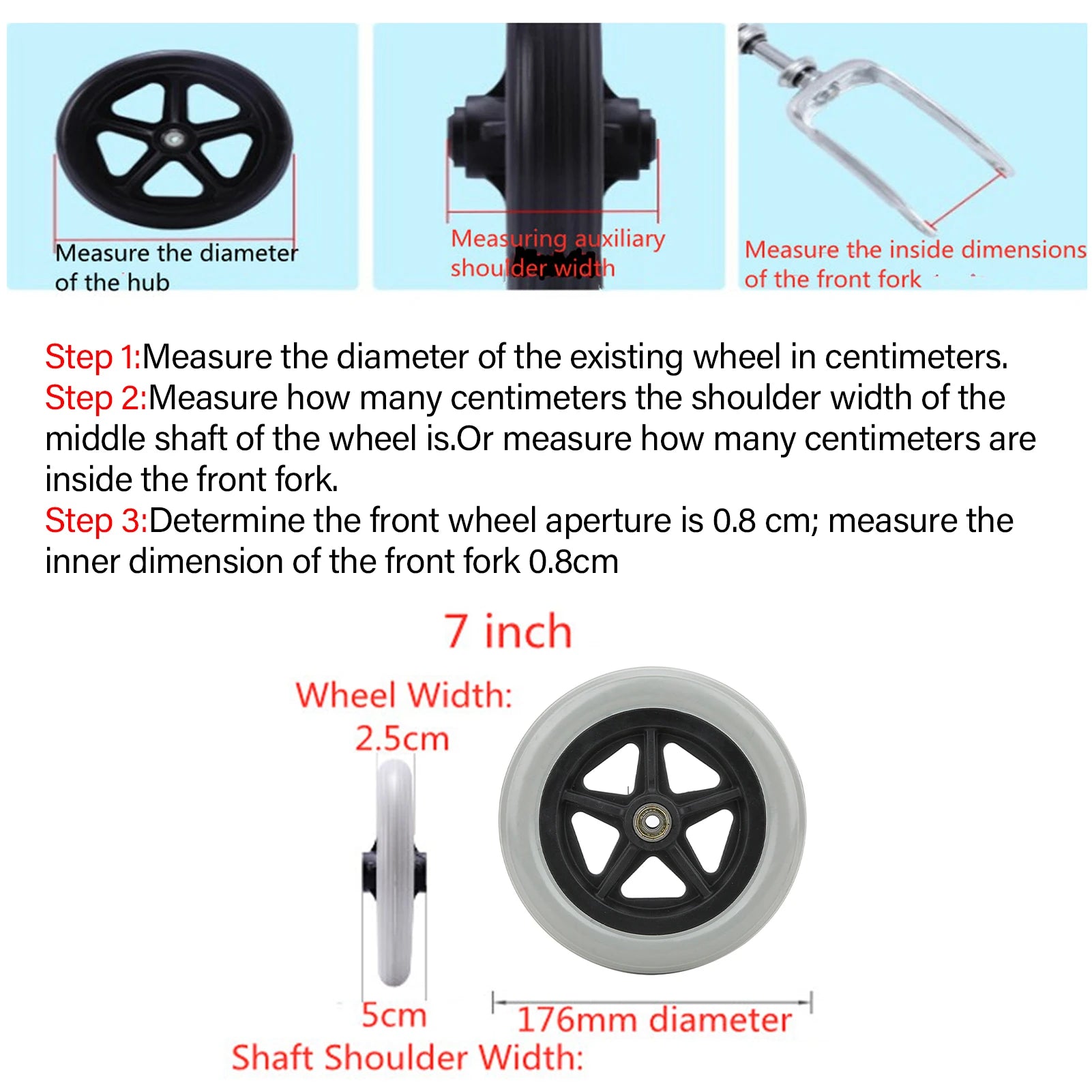 7 Inch Wheelchair Front Wheels Disabled Old People Walk Chair Wheelchair Rubber Wheels Wheelchair Wheels 7in Wheelchair Wheels Peaceful Pleasures Health and Wellness