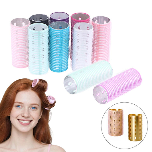 1/5Pcs Bangs Roller Set Hook & Loop Aluminium Silver Core Self Grip Styling Hair Rollers Hot Thermal Volume Curler 30X80mm Peaceful Pleasures Health and Wellness