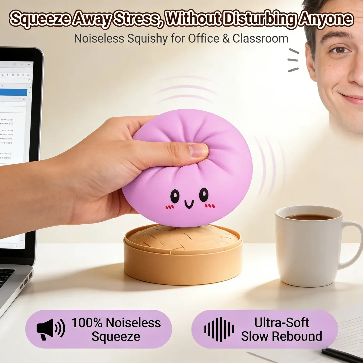 Kawaii Dumpling Squishy Toy – Slow Rising Squeeze Desk Decor