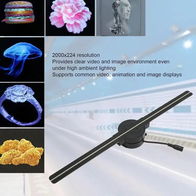 3D Fan Hologram Projector Wifi Control Remote Commercial Advertising Display Hologram Lamp for Christmas Party Peaceful Pleasures Health and Wellness