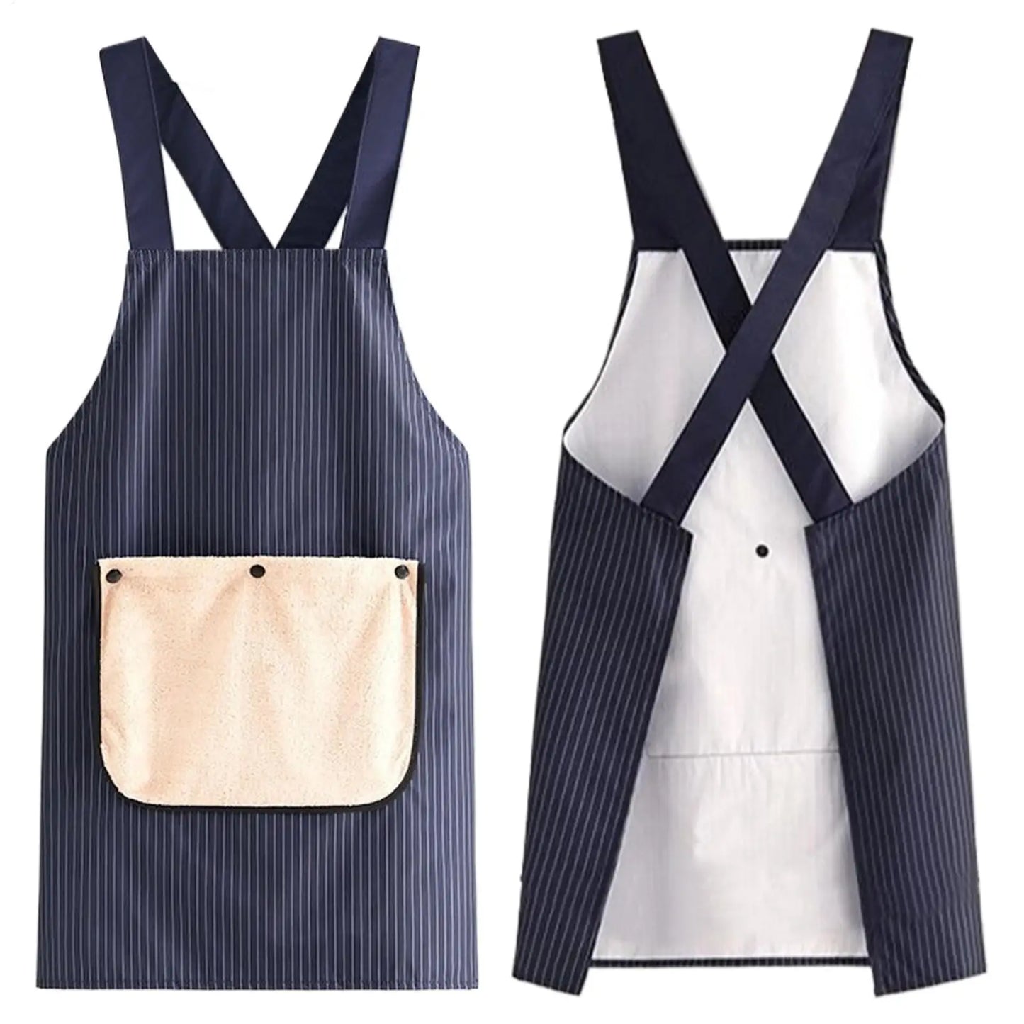 Waterproof Cross Back Kitchen Apron with Removable Towel