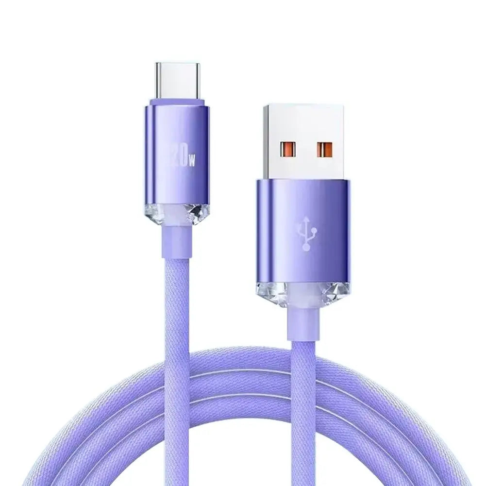 120W USB-A to USB-C Braided Fast Charging Cable – 6A Turbo Charge, 1m Peaceful Pleasures Health and Wellness Purple