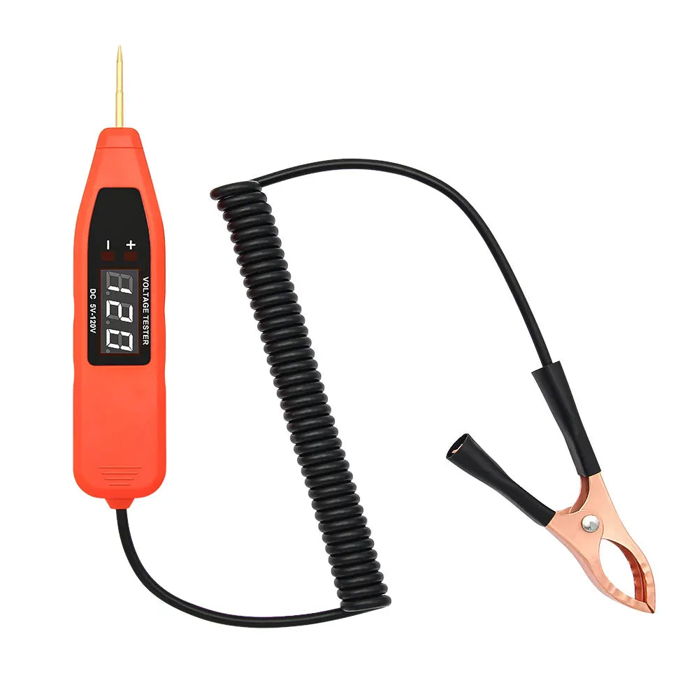 5-120V Digital Display Automotive Circuit Voltage Tester Pure Copper Probe Positive Negative Detection Auto Repair Tool Peaceful Pleasures Health and Wellness