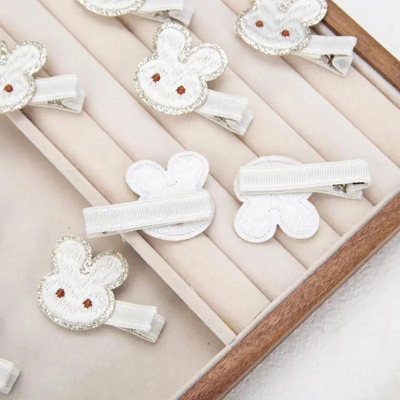 Embroidered Rabbit Hair Clips for Girls – Cute Barrettes Pair