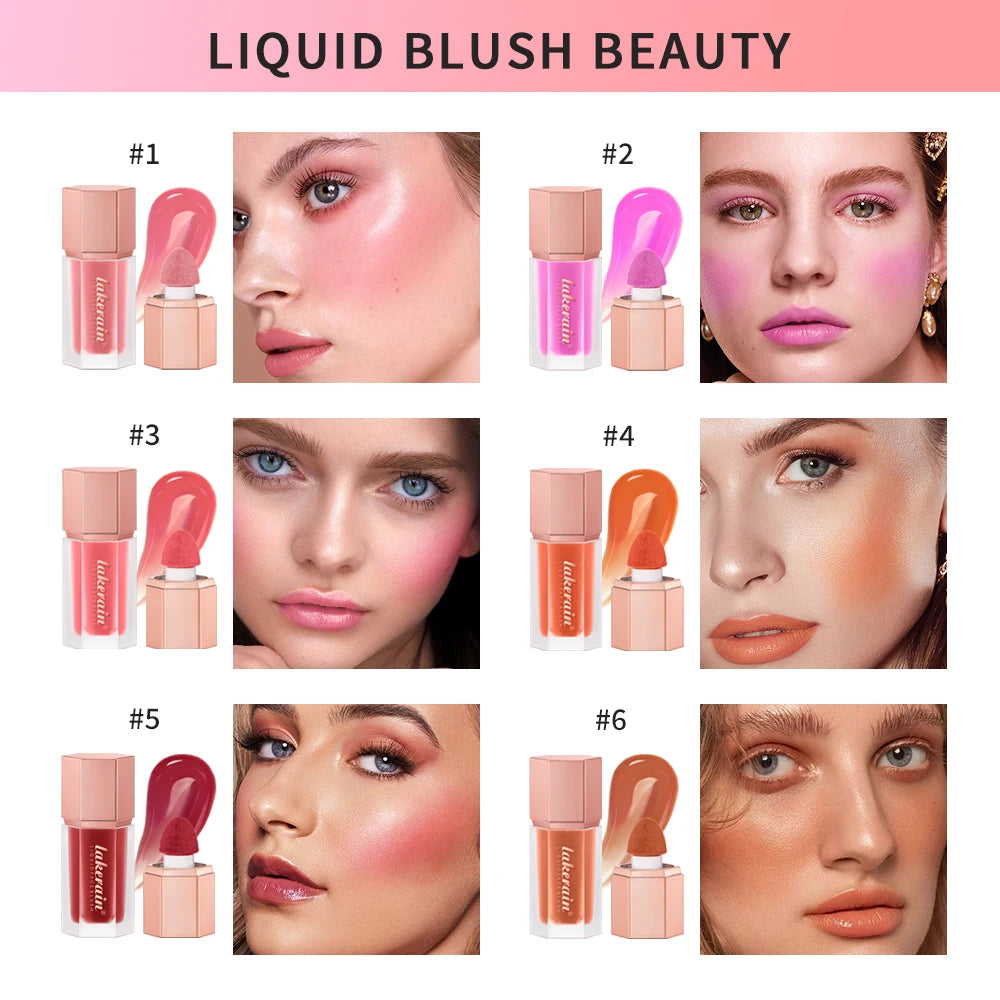 6 Colour Matte Liquid Blush Easy to apply long lasting waterproof blush sponge brush head Eyes lips Makeup Blush Cosmetics Peaceful Pleasures Health and Wellness