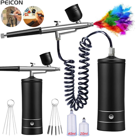 Airbrush with Compressor Portable Airbrush Paint Spray Mini Spray Gun Wireless Air Brush Painting Airbrush Kit with Compressor Peaceful Pleasures Health and Wellness