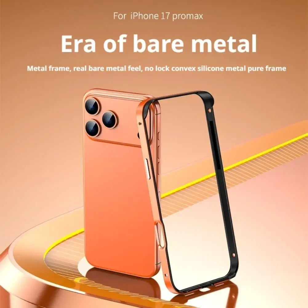Luxury Alloy Metal Bumper Phone Case For iPhone 17 Air 17 Pro Max 17 Pro Silicone Lining Corner Pads Anti Collision Frame Peaceful Pleasures Health and Wellness