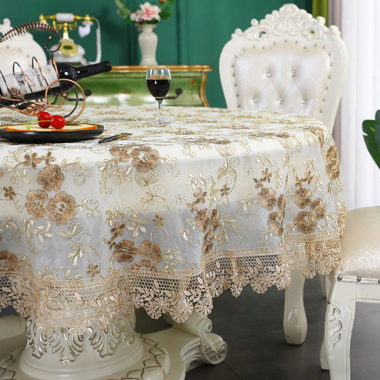 Battilo Luxury Lace Embroidered Rectangular Tablecloth | Floral Lace Tablecloth Peaceful Pleasures Health and Wellness