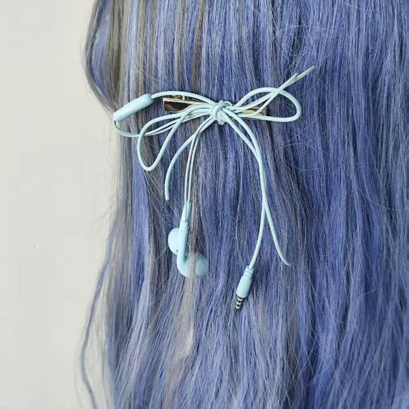 Y2K Headphone Wire Bow Hair Clip – Punk Style Women & Girls