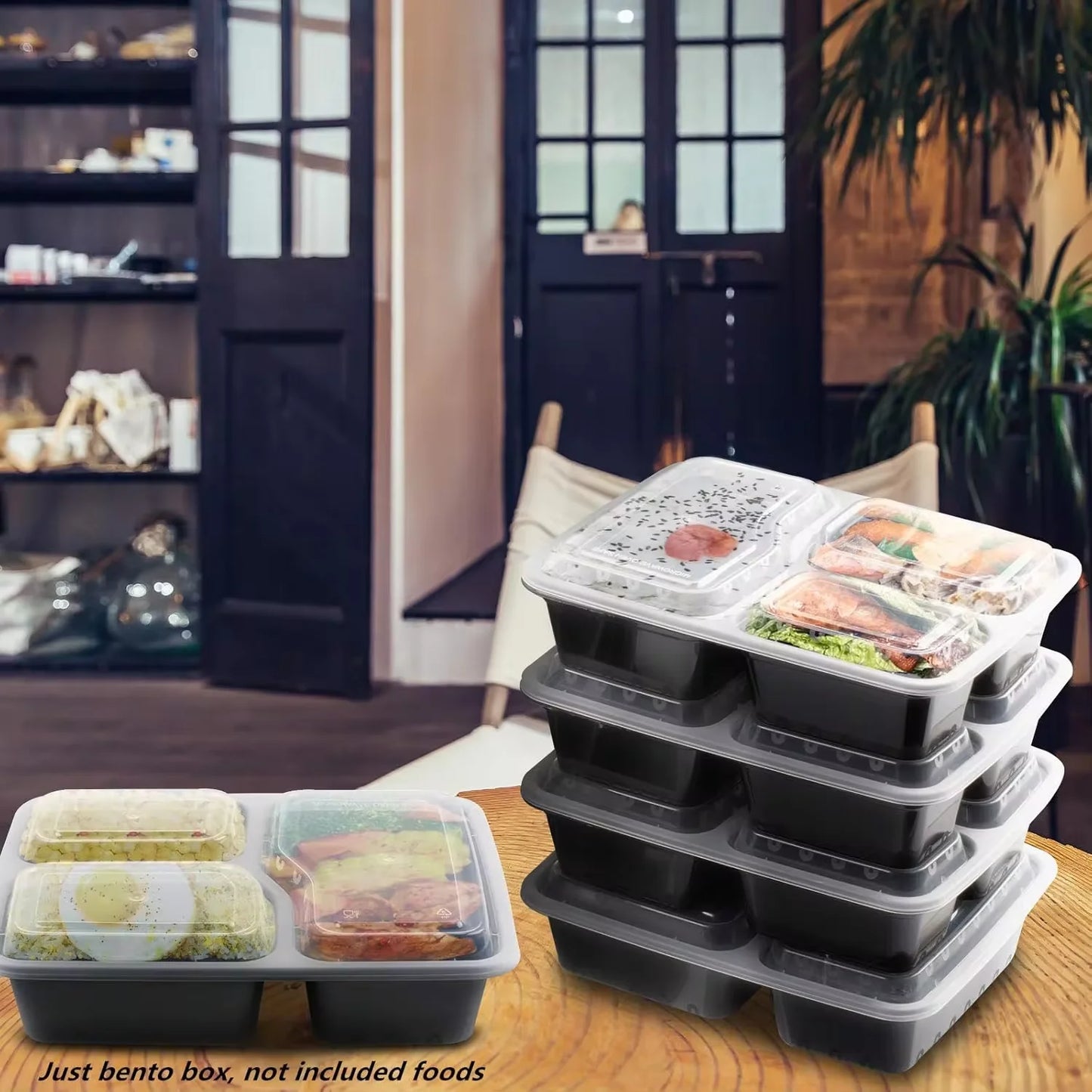 10 Pcs Portable 850ml Fresh-Keeping Box,Plastic 3 Grids Covered Lunch Box,Disposable Takeaway Food Grade Insulated Lunch Box Peaceful Pleasures Health and Wellness