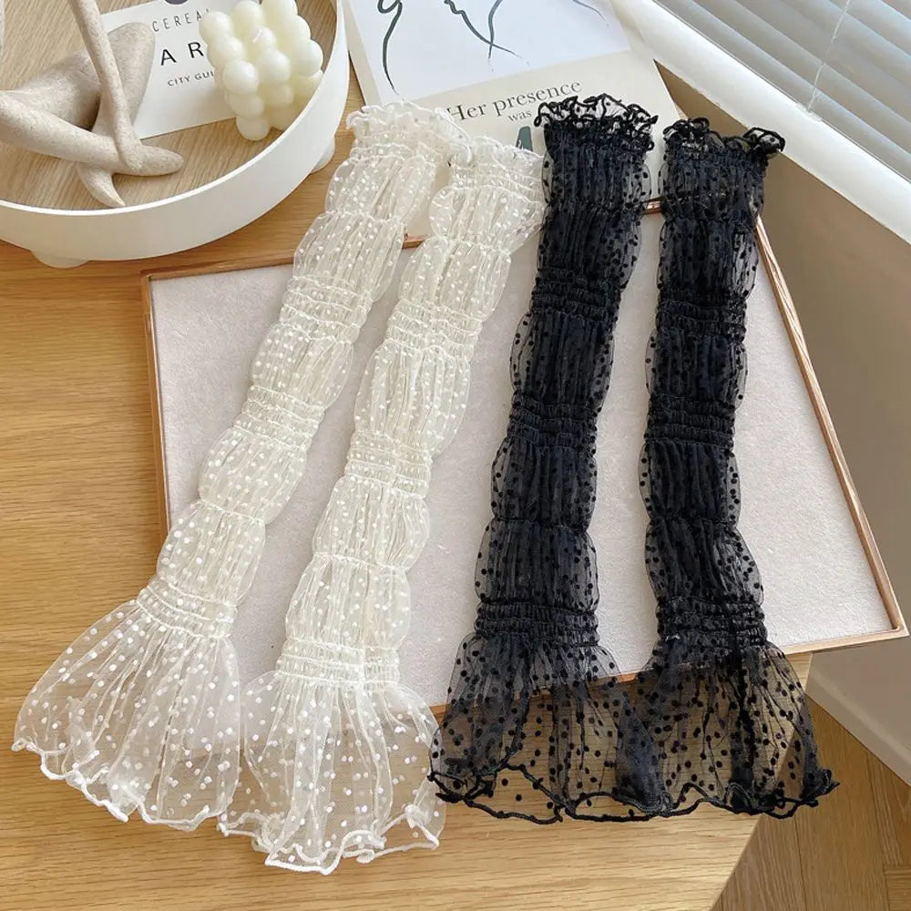 Summer Sunscreen Shade Sleeves Women Lace UV Thin Breathable Oversleeves Outdoor Cycling Driving Fingerless Sleeves Peaceful Pleasures Health and Wellness