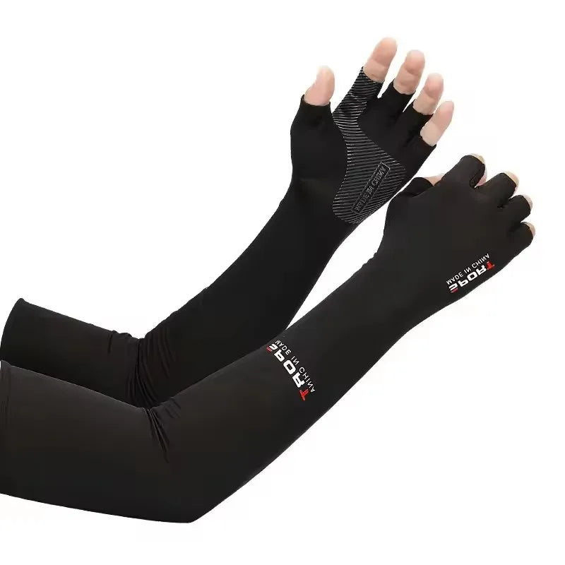 Sunscreen Cooling Arm Sleeve for Outdoor Sports Peaceful Pleasures Health and Wellness Black
