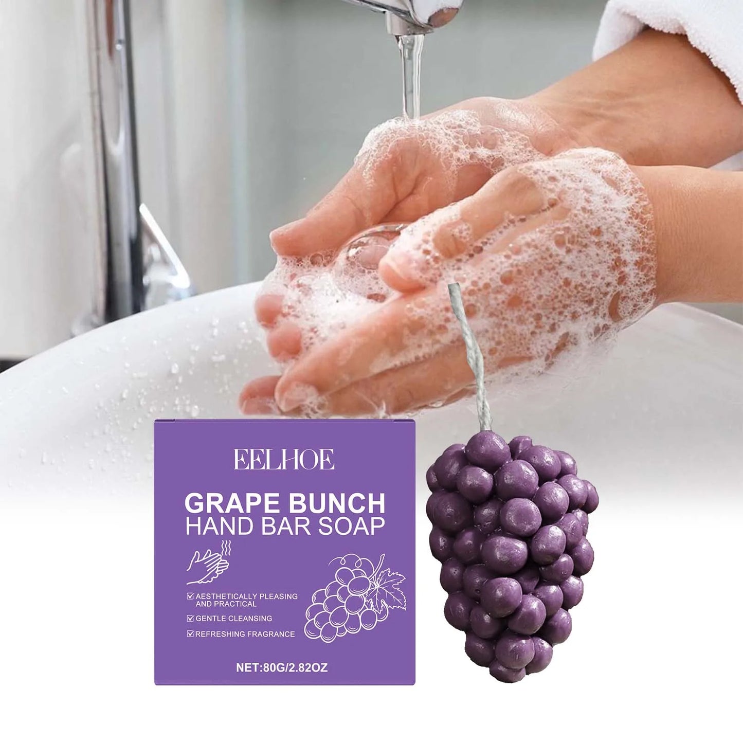 Grape Skewer Soap Gently Effectively Remove Dead Skin Cleaning Dirt Softening Skin Refreshing Grape Fragrance Hand Cleaning Soap Peaceful Pleasures Health and Wellness