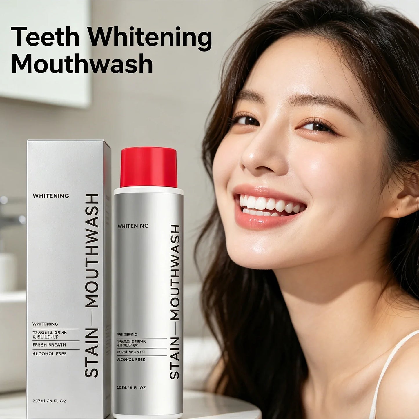 237ml Alcohol-Free Whitening Mouthwash | Fresh Breath & Plaque Care
