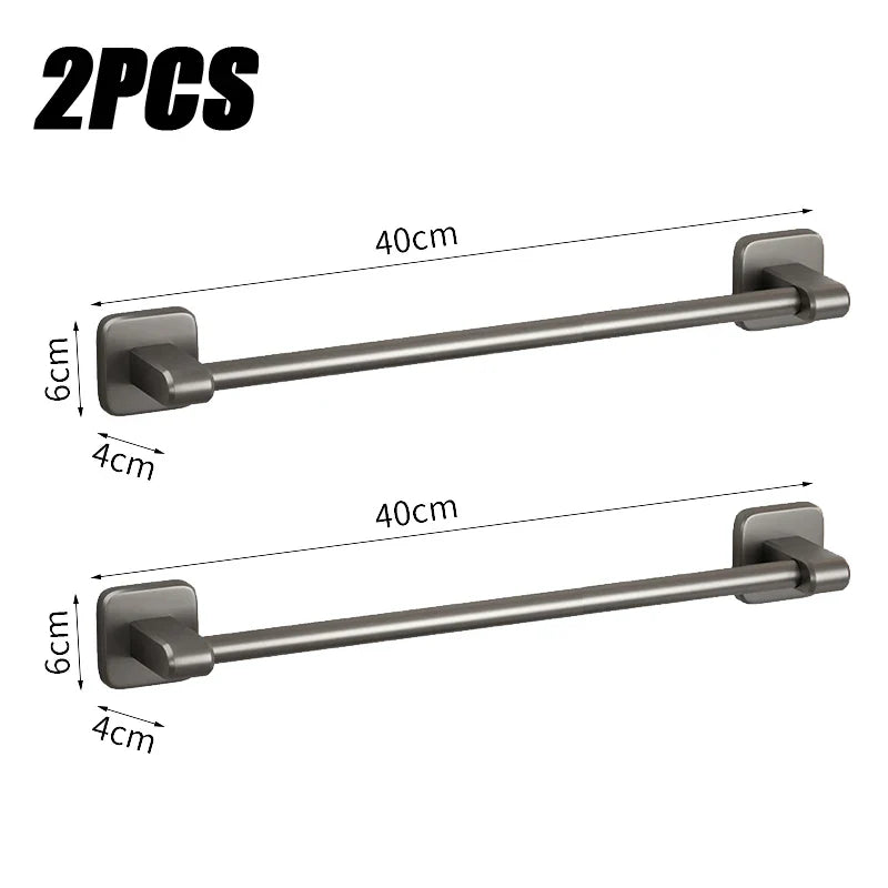 No-Drill Stainless Steel Towel Rack & Bathroom Shelf Organizer