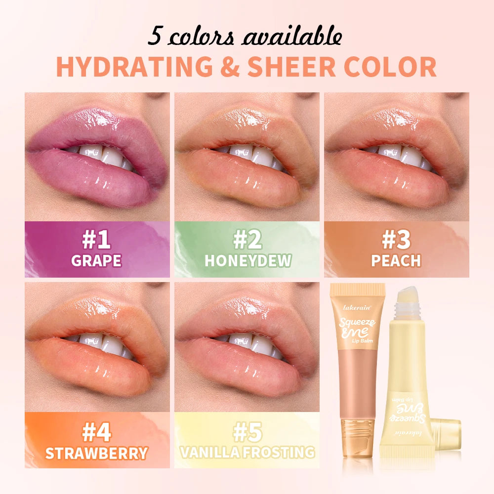 Lip Gloss Long Lasting Moisturizing Lip Balm with Hyaluronic Acid Sheer Strawberry Flavor Squeeze Tube Plumping Gloss Hydration Peaceful Pleasures Health and Wellness