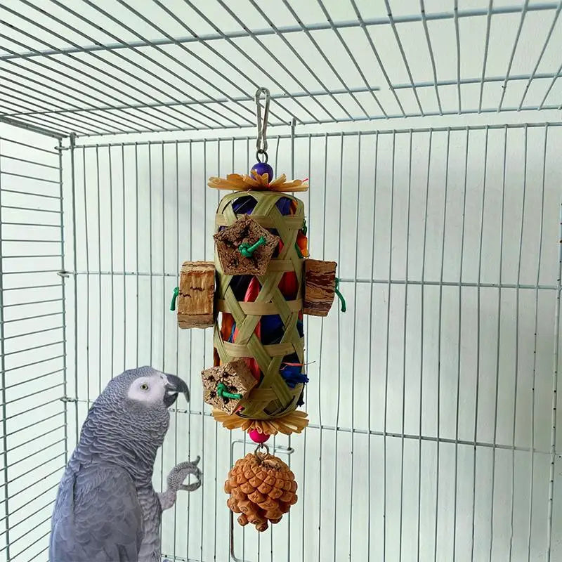 Parrot Foraging Chew Toy – Natural Wood Bird Enrichment Toy Bird Foraging Toy Peaceful Pleasures Health and Wellness