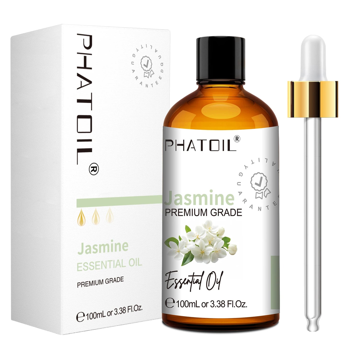 PHATOIL 100ml Pure Essential Oil For Diffuser,Candle Making-Lavender Sandalwood Eucalyptus Peppermint Cinnamon Vanilla Oils Peaceful Pleasures Health and Wellness Jasmine 100ml