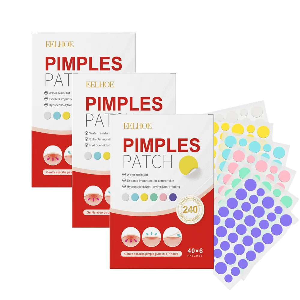 240pcs New Pimple Patch Acne Patches Heart/Star/Flower/Round Shape Acne Dots Patches Moisturizes for Covering Zits and Blemishes Peaceful Pleasures Health and Wellness Round x 3 Box
