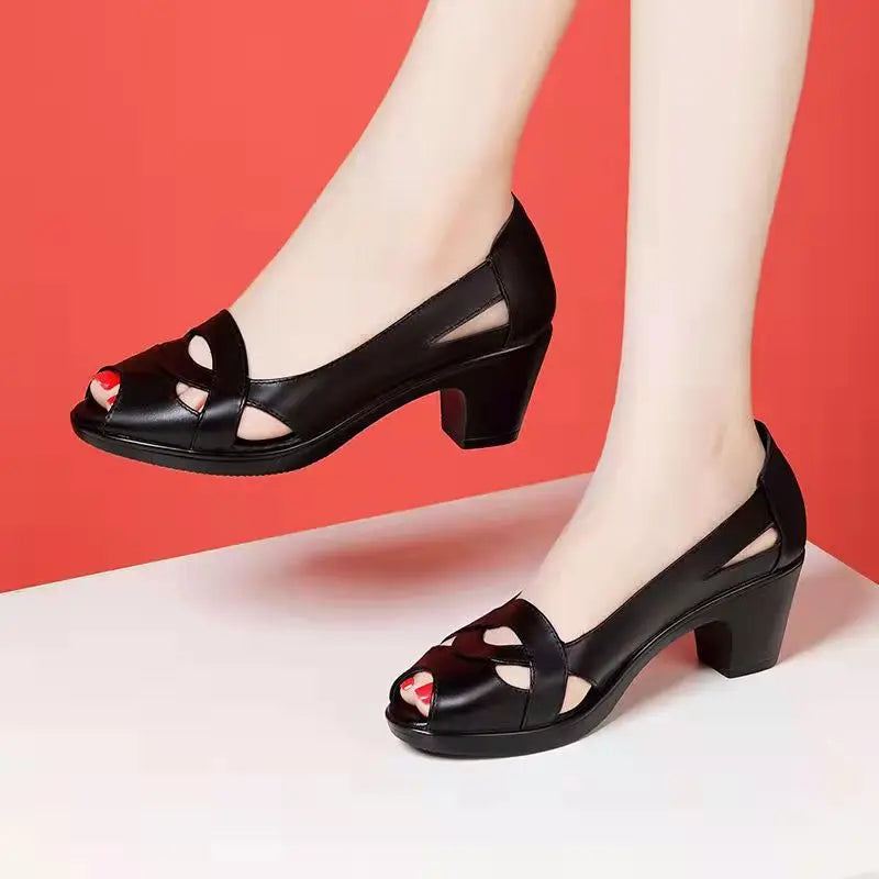 Women's Platform Heels Sandals Female Breathable Leisure Sandals Suitable for Shopping Indoor Walking Peaceful Pleasures Health and Wellness