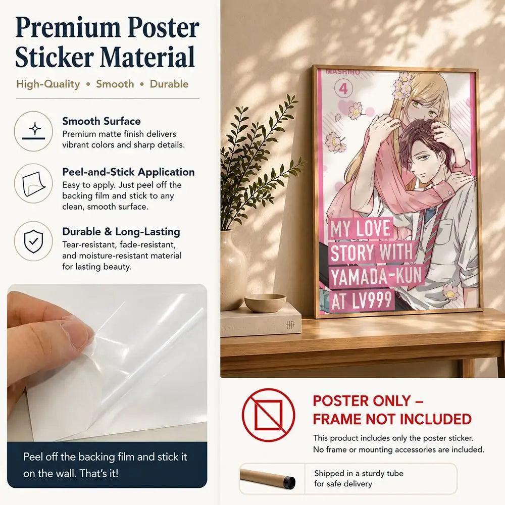 Anime M-My Love Story with Yamada-kun at Lv999S Poster HD Self Adhesive Waterproof Wall Art Ideal for Home Office Dorm Bedroom Peaceful Pleasures Health and Wellness