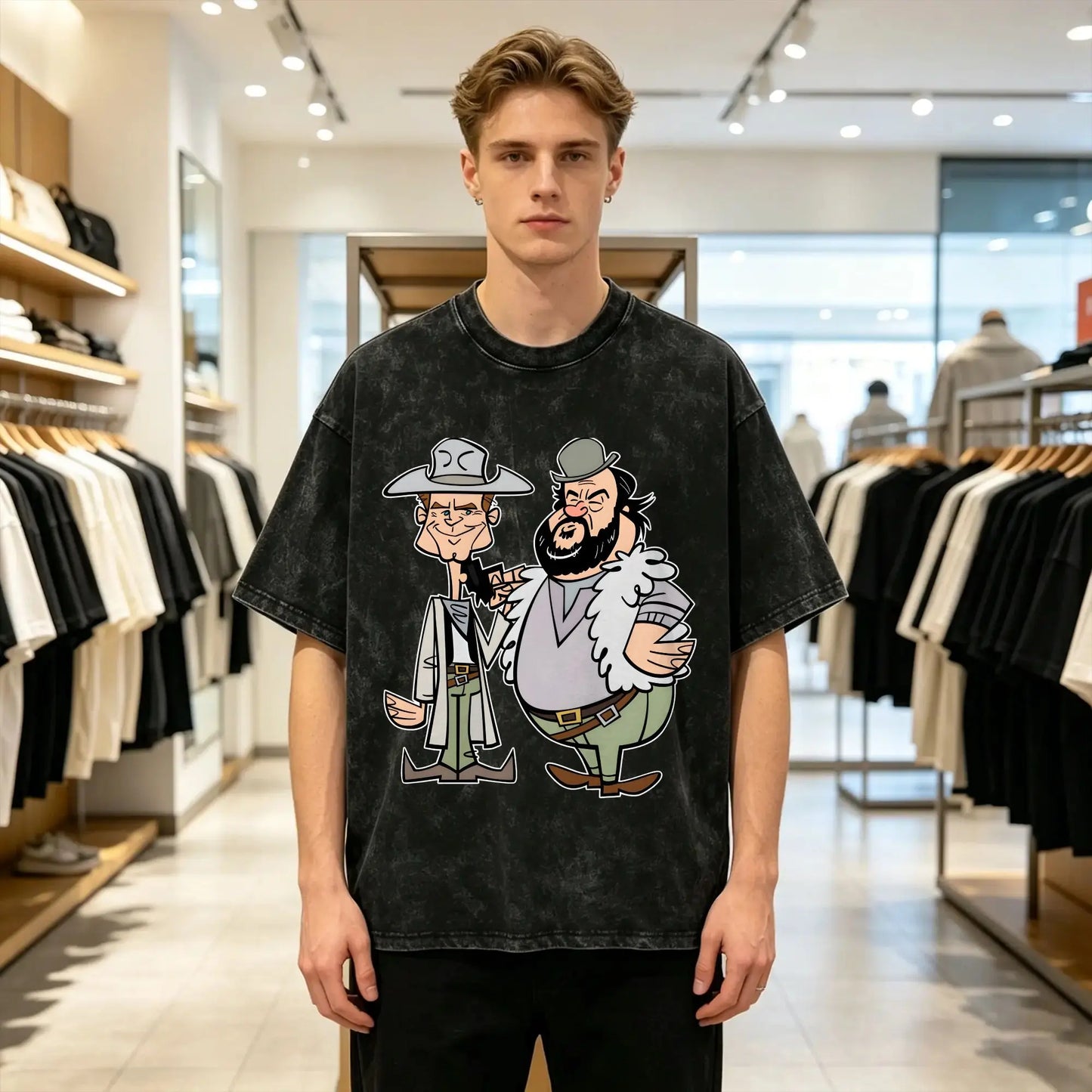 Bud Spencer and Terence Hill T Shirt Men Cotton Novelty T-Shirts Crew Neck Tee Shirt Short Sleeve Clothing Original Peaceful Pleasures Health and Wellness