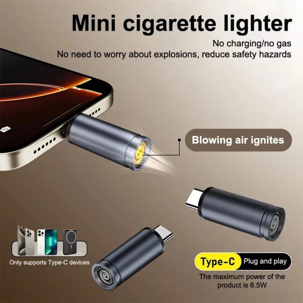 USB-C Air Blow Lighter | No Battery No Gas | Portable Mini