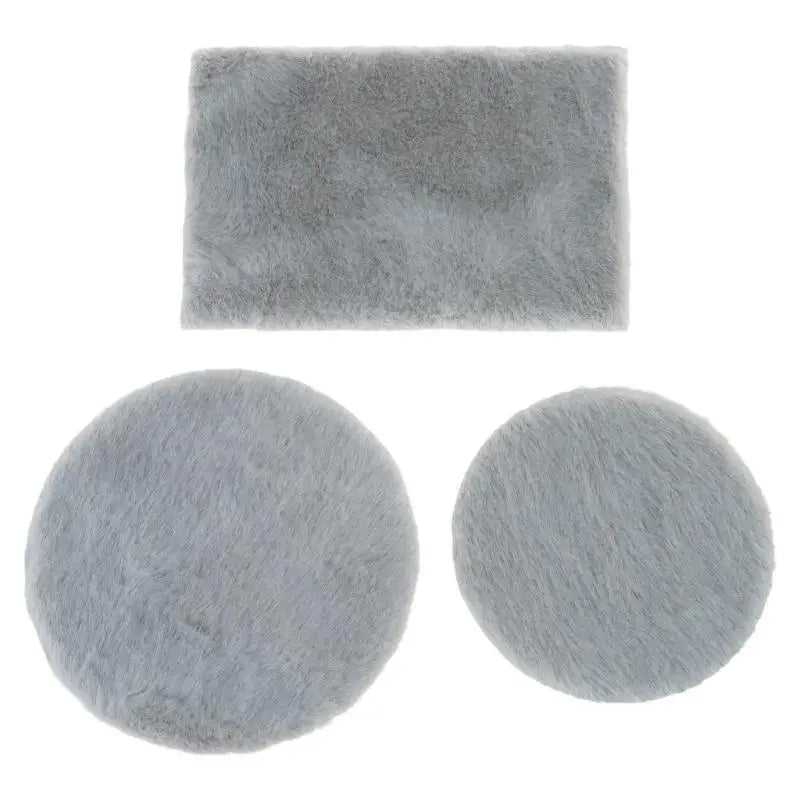 3PCS Dollhouse Miniature Plush Carpet Set – Small Floor Mat Rug