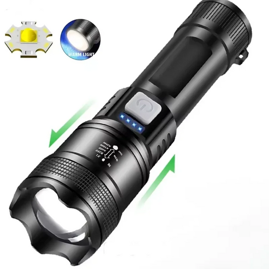 Multi-functional Outdoor Flashlight Charging Portable Outdoor Super Bright Home Multi-functional Patrol Long Shot Peaceful Pleasures Health and Wellness Black-P70