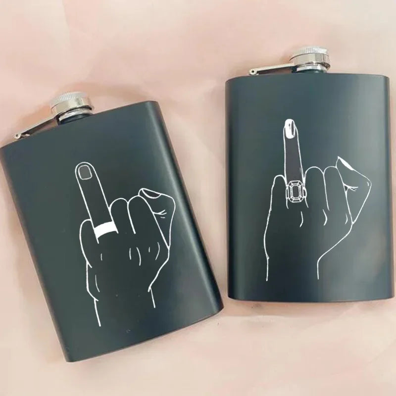 Mr & Mrs Ring Finger Flask | Bachelorette Bridal Wedding Gift Novelty Flask Peaceful Pleasures Health and Wellness