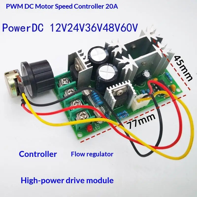 1Pcs DC 9V-60V 12V 24V 60V 20A Motor Pulse Width Modulator Regulator PWM Speed Regulator Stepless DC Motor Speed Controller Peaceful Pleasures Health and Wellness