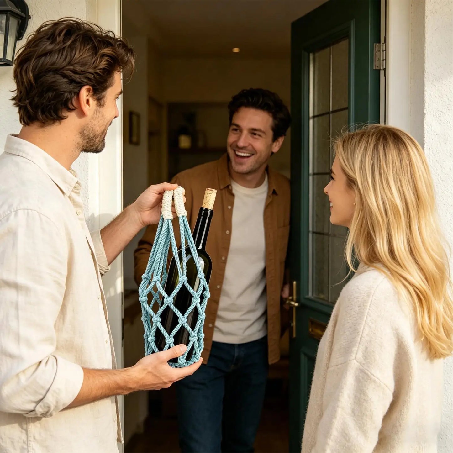 Handwoven Mesh Water Bottle Holder Bag | Travel & Daily Use