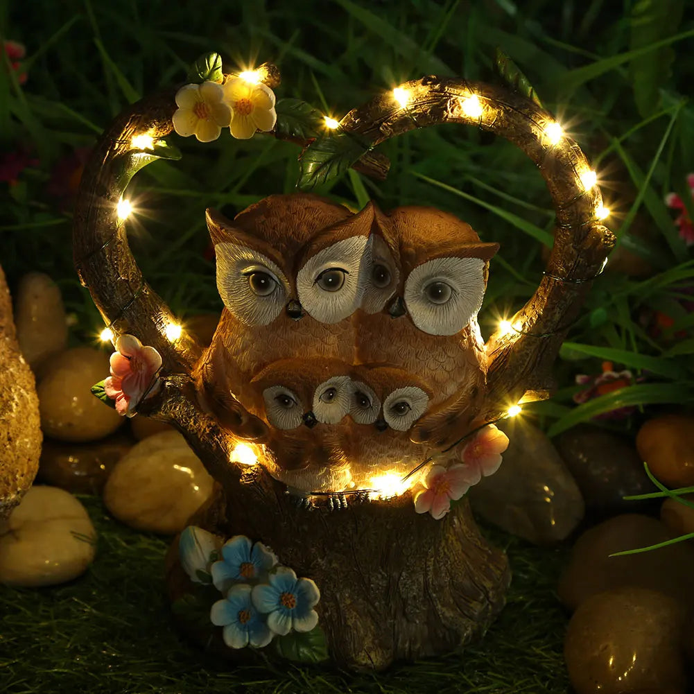 Solar Owl Bird Garden Lamp | Waterproof Resin LED Statue