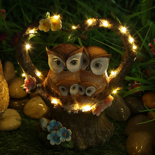 Solar Owl Bird Garden Lamp | Waterproof Resin LED Statue Solar Garden Lamp Peaceful Pleasures Health and Wellness