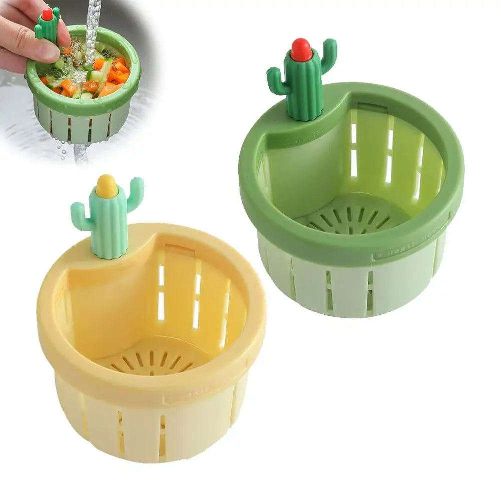 1／２pcs Cactus Sink Drain Strainer Press Automatic Dumping Basket Multi-functional Use Filter Net for Tub Kitchen Waste Collector Peaceful Pleasures Health and Wellness 2PCS