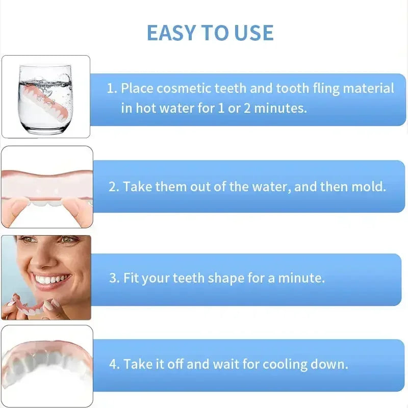New False Teeth Silicone Upper & Lower Veneers Perfect Laugh Veneers Dentures Paste Fake Teeth Braces Comfortable Teeth Peaceful Pleasures Health and Wellness