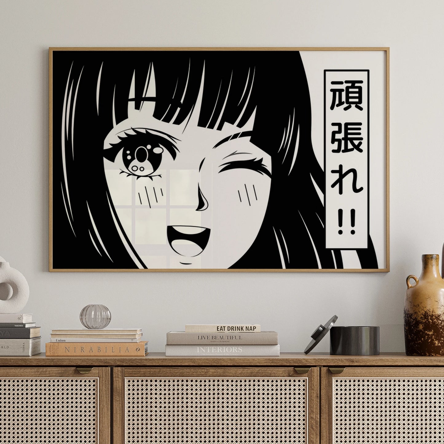 Japanese "Go For It" Girl Canvas Wall Art Print | Home Decor