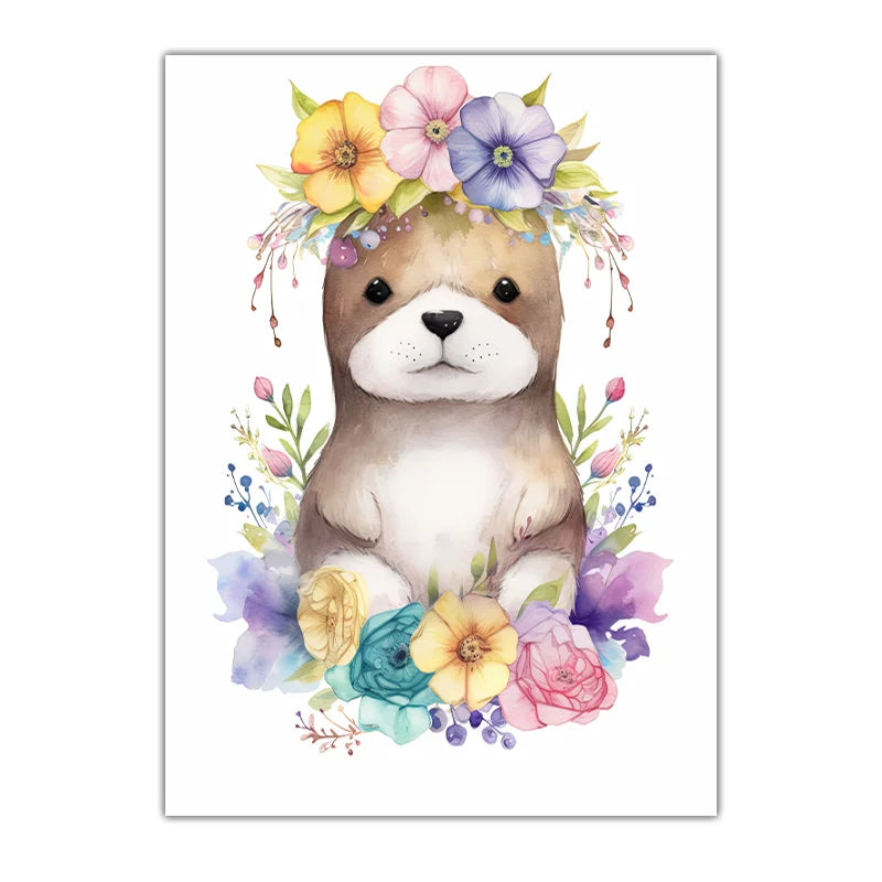 Nursery Animal Canvas Wall Art – Otter Lion Monkey Kids Room Nursery Canvas Print Peaceful Pleasures Health and Wellness 03 50x70cm NoFrame China Mainland